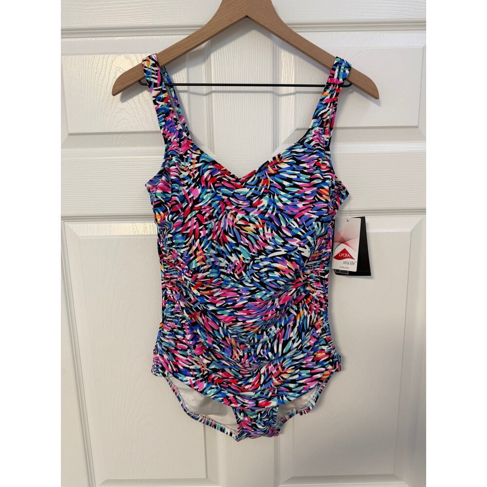 NWT Maxine of Hollywood Tummy Control One Piece Swimsuit Multicolor Size 12